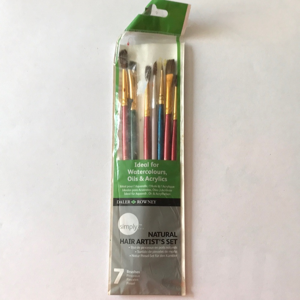 Daler-Rowney Simply Natural Hair Artist's Brush Set - Multicolor Handles